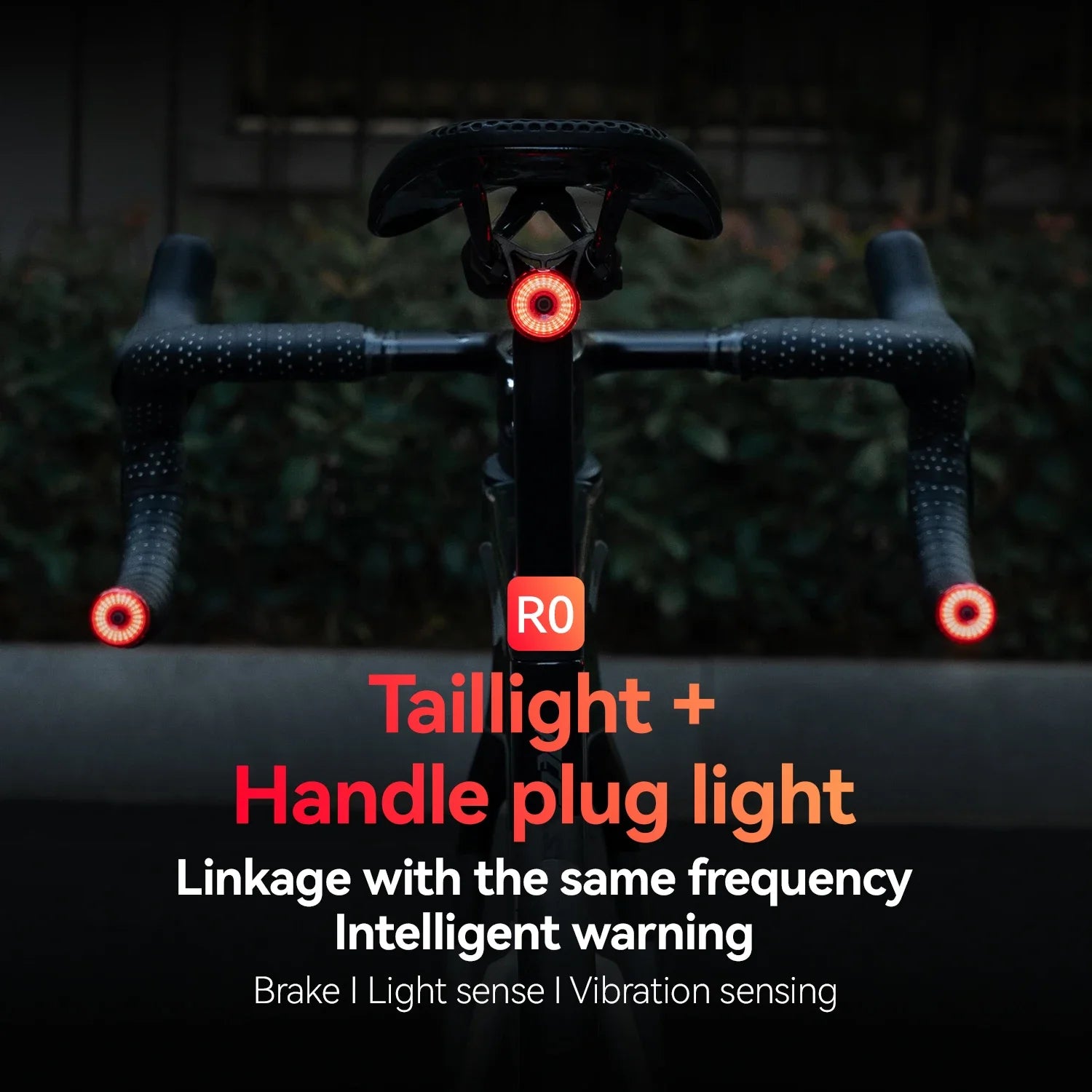 ROCKBROS Bicycle Handlebar End Lights – IPX6 Waterproof Rear Light with Intelligent Brake Sensor