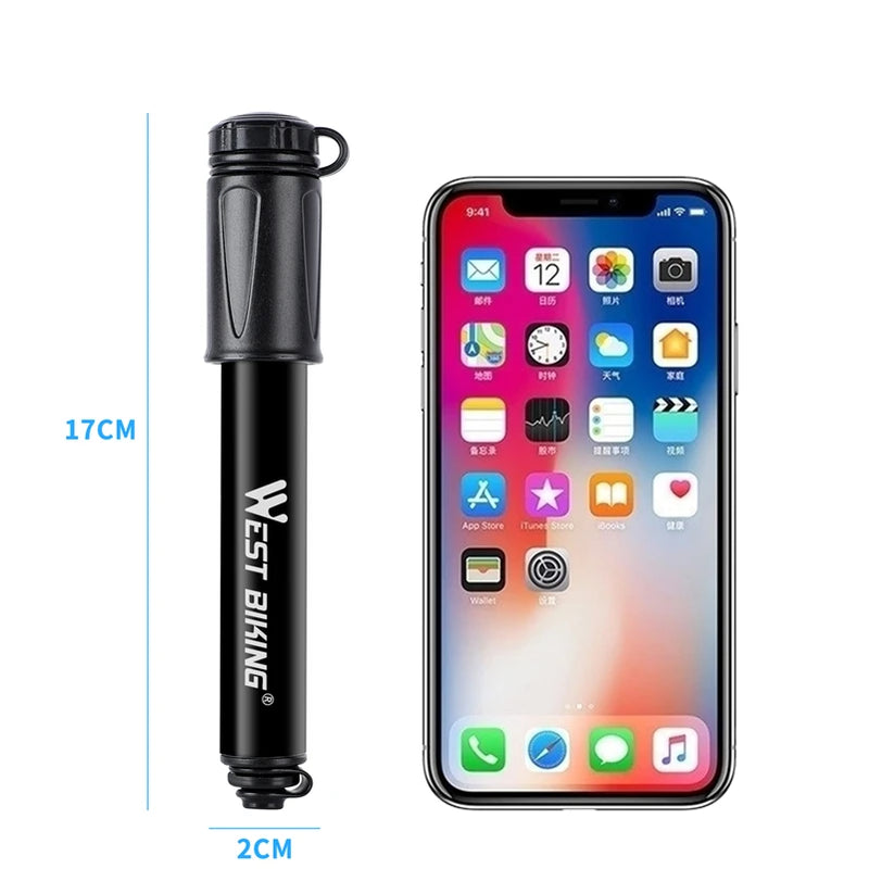 WEST BIKING Ultra-Light Mini Bike Pump – 100 PSI High-Pressure, Portable & Compatible with Schrader & Presta Valves