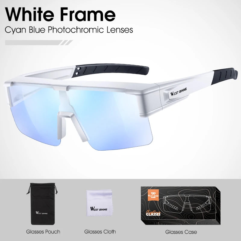 WEST BIKING Photochromic Cycling Glasses – UV400 Protection, Polarized Sport Sunglasses for MTB & Road Cycling