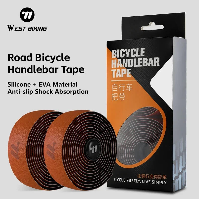 WEST BIKING Non-Slip Bicycle Handlebar Tape – Shock Absorbing Silicone Gel Strap for MTB & Road Bikes