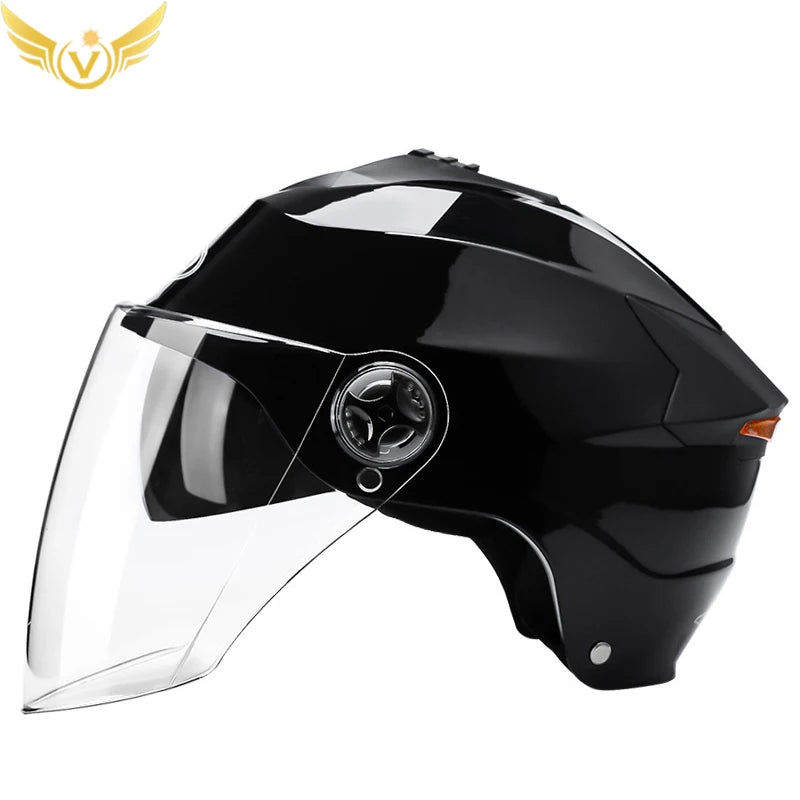Rechargeable LED Motorcycle & Scooter Helmet – Double Visor, Adjustable Fit & Impact-Resistant for Safe Riding