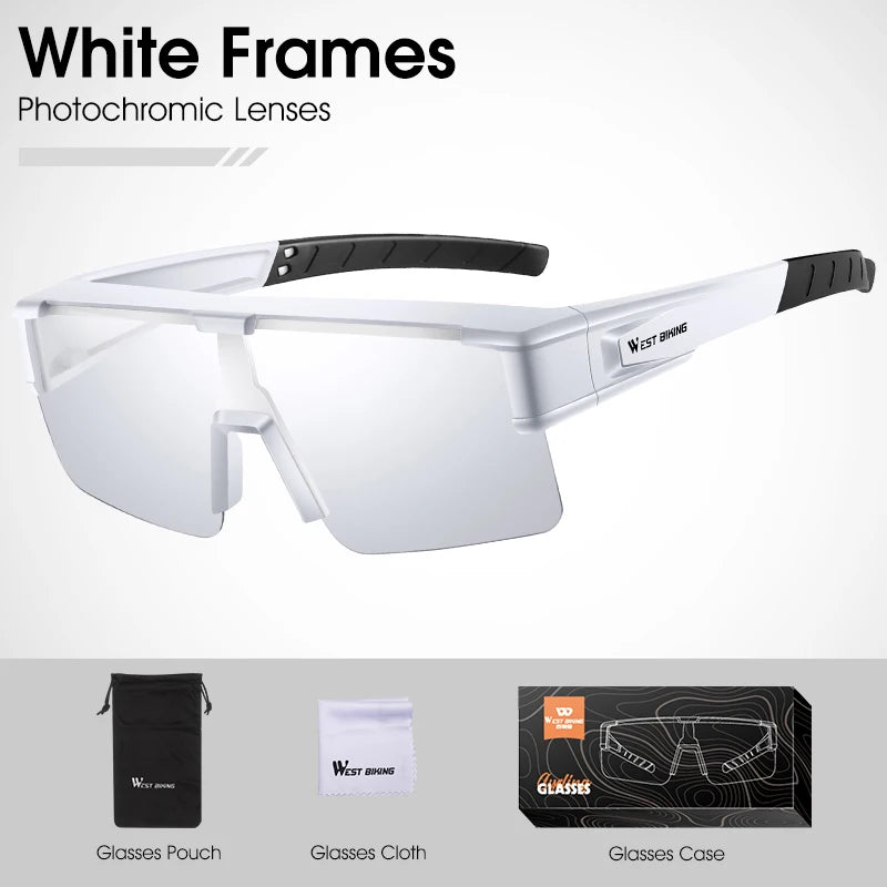 WEST BIKING Photochromic Cycling Glasses – UV400 Protection, Polarized Sport Sunglasses for MTB & Road Cycling