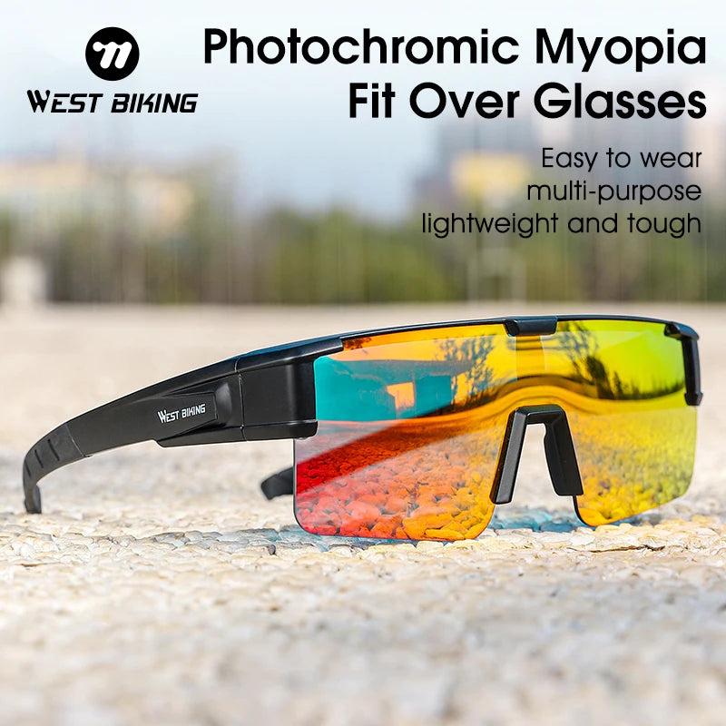 WEST BIKING Photochromic Cycling Glasses – UV400 Protection, Polarized Sport Sunglasses for MTB & Road Cycling