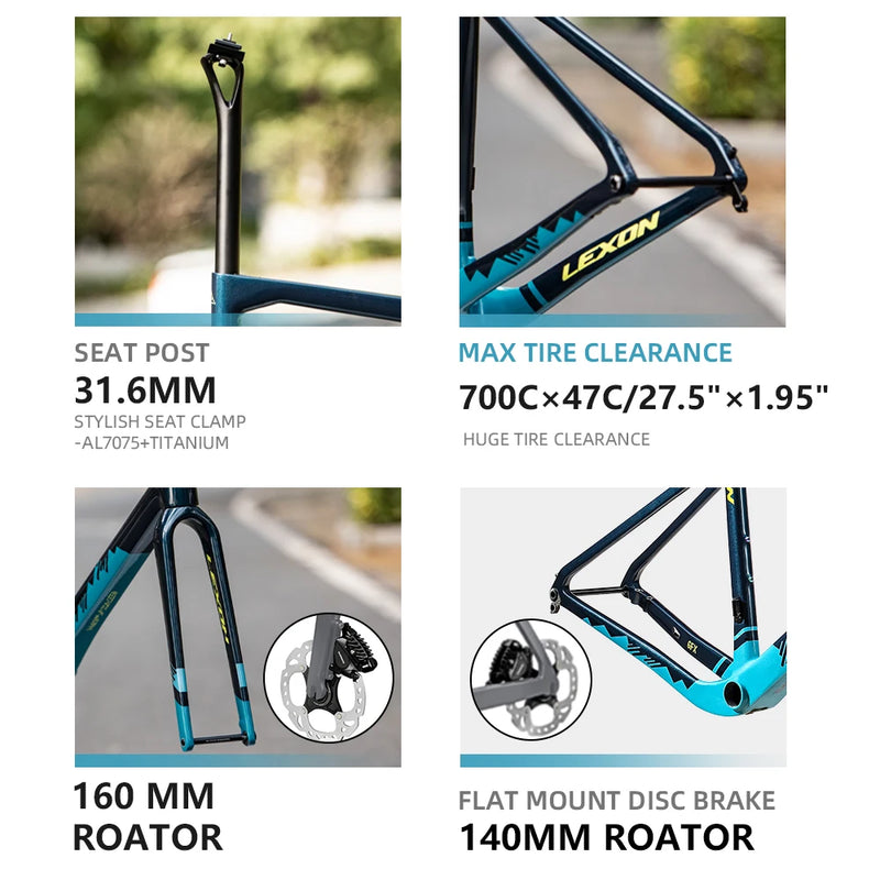 Lexon GFX Carbon Gravel Frame – Ultralight Disc Brake Frameset for Road & Off-Road Cycling