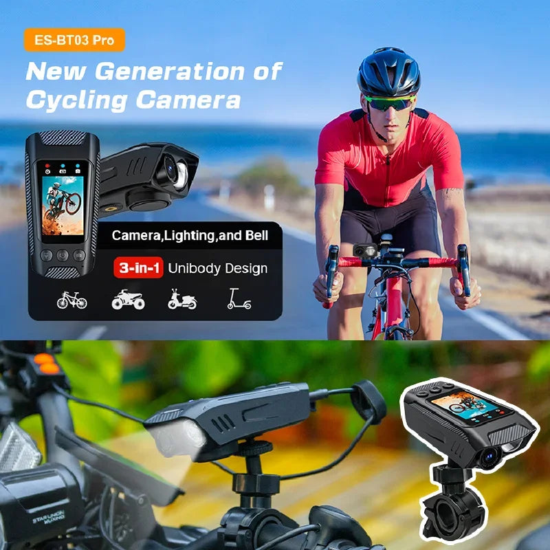 LEEDOAR 3-in-1 4K Bike Helmet Camera – Action Cam, Flashlight & Horn for Cycling, Motorcycles & Extreme Sports
