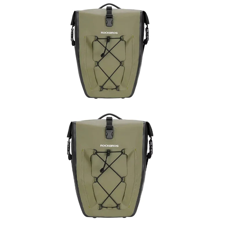 ROCKBROS Waterproof 25L Bike Rack Bag – Twin Pack Double-Sided Cycling Storage for Long-Distance Travel
